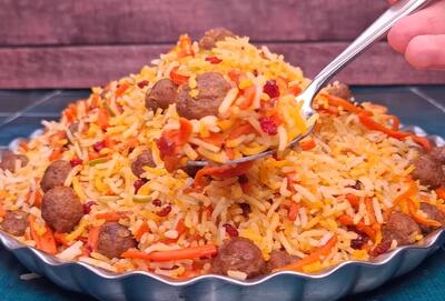 طرز تهیه هویج پلو با گوشت چرخ کرده قلقلی / غذای خوشمزه و ساده