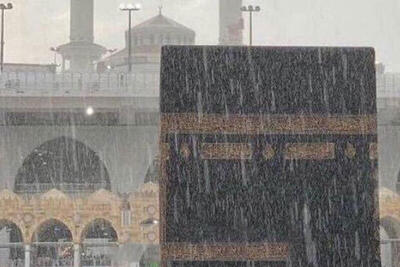 طوفان تگرگ در مکه مکرمه و جاری شدن سیل + ویدئو