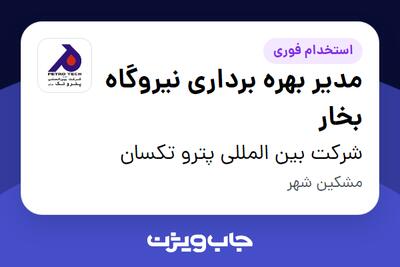 استخدام مدیر بهره برداری نیروگاه بخار - آقا در شرکت بین المللی پترو تکسان