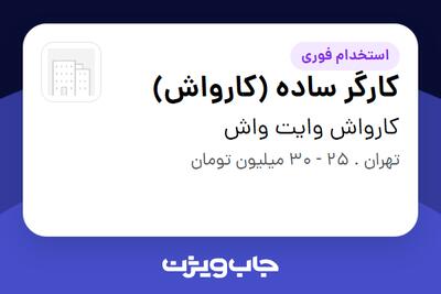 استخدام کارگر ساده (کارواش) - آقا در کارواش وایت واش
