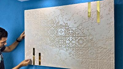 دکور دیواری لوکس | برچسب آینه طلایی + شابلون مرواریدی به سادگی!
