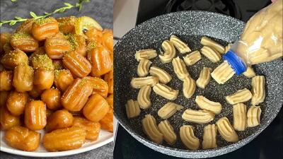 طرز تهیه بامیه پوک بازاری برای چای عصرانه / ترفند درست کردن بامیه های یک اندازه و براق