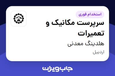 استخدام سرپرست مکانیک و تعمیرات - آقا در هلدینگ معدنی
