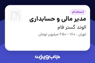 استخدام مدیر مالی و حسابداری در الوند گستر فام