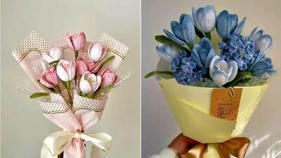 بهترین دسته گل‌ های بافتنی برای مناسبت‌ های خاص؛ 15طرح دلنشین