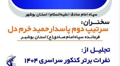 همایش جوانان علم، دانش‌پژوهی و اقتدار ملی در حسینیه عاشقان ثارالله بوشهر برگزار می‌شود