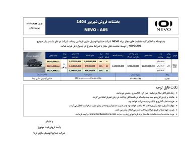 شرایط فروش و قیمت رسمی چانگان نوو A05 فردا موتورز اعلام شد