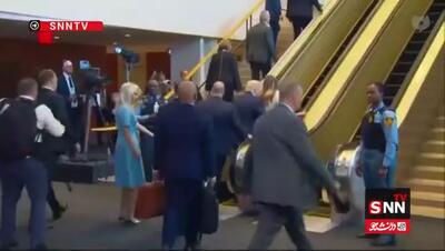 از کار افتادن پله‌برقی سازمان ملل در زمان ورود ترامپ!