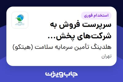 استخدام سرپرست فروش به شرکت‌های پخش سراسری در هلدینگ تأمین سرمایه سلامت (هیتکو)