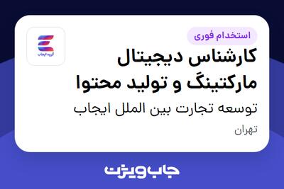 استخدام کارشناس دیجیتال مارکتینگ و تولید محتوا در توسعه تجارت بین الملل ایجاب