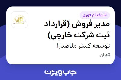 استخدام مدیر فروش (قرارداد ثبت شرکت خارجی) در توسعه گستر ملاصدرا
