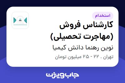 استخدام کارشناس فروش (مهاجرت تحصیلی) - خانم در نوین رهنما دانش کیمیا