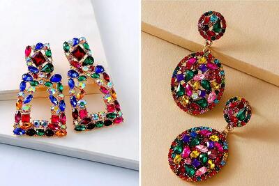 گوشواره های نگینی آویز رنگارنگ؛ مدل های پر رنگ و لعاب که انرژی استایلتو فول میکنن