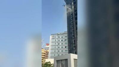 ببینید؛ استفاده از پهپاد برای مهار آتش‌سوزی در آسمان‌خراش دبی