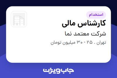 استخدام کارشناس مالی در شرکت معتمد نما