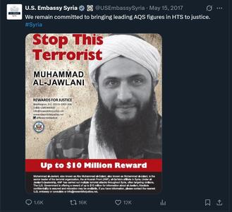 محمد الجولانی، هدف ۱۰ میلیون دلاری آمریکا!