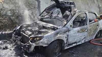 آتش‌سوزی پژو ۲۰۶ در بزرگراه همت