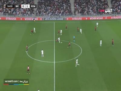 گل دوم رم به نیس توسط مانچینی