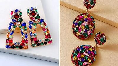 جدیدترین مدل‌ های گوشواره نگینی آویزی؛ رنگ و انرژی در کنار شیک بودن
