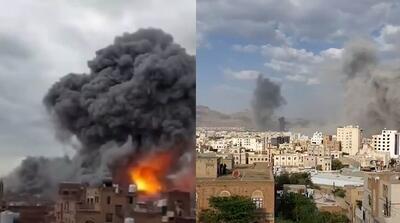 لحظات بمباران یمن توسط رژیم اسرائیل از سه زاویه