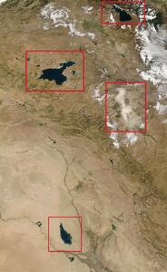عکس ماهوار‌ای از دریاچه ثرثار عراق و خشکی ارومیه!