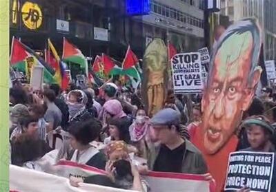 عمق نفرت جهانی از صهیونیست‌ها/ تظاهرات مردم آمریکا علیه حضور نتانیاهو - تسنیم