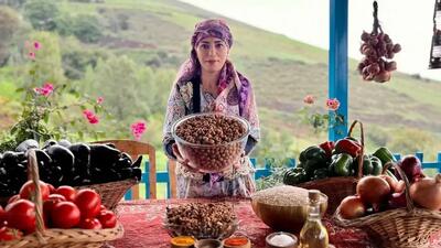 دلمه بادمجان و فلفل به روش اصیل روستایی ایران (فیلم)