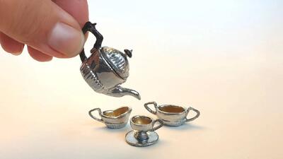 آموزش ساخت سرویس چای مینیاتوری با خمیر کاغذی و وسایل ساده