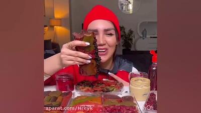 چالش فود آسمر / ویدئو جدید / موکبانگ ایرانی خوردن لواشک و آلوچه خیلی ترش