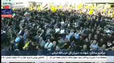 طنین‌انداز شدن شعار لبیک یاخامنه‌ای در مراسم گرامی‌داشت سالروز شهادت دبیران کل حزب‌الله
