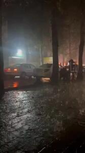 فیلم رگبار شدید باران در شهر گرگان و آبگرفتگی معابر