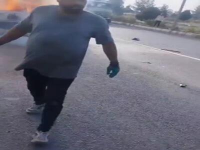 تصادف و حریق یک پراید