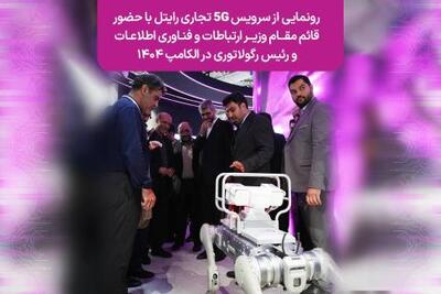 رونمایی از سرویس 5G تجاری رایتل با حضور قائم‌مقام وزیر ارتباطات و فناوری و رئیس رگولاتوری در الکامپ ۱۴۰۴