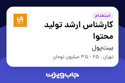 استخدام کارشناس ارشد تولید محتوا در بیت‌پول