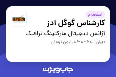 استخدام کارشناس گوگل ادز در آژانس دیجیتال مارکتینگ ترافیک