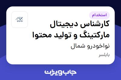 استخدام کارشناس دیجیتال مارکتینگ و تولید محتوا در نواخودرو شمال