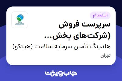 استخدام سرپرست فروش (شرکت‌های پخش سراسری) در هلدینگ تأمین سرمایه سلامت (هیتکو)