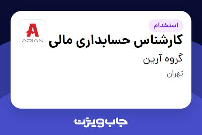 استخدام کارشناس حسابداری مالی در گروه آرین