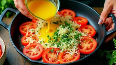چطور در عرض ۵ دقیقه یک املت گوجه فرنگی خوشمزه درست کنم ؟