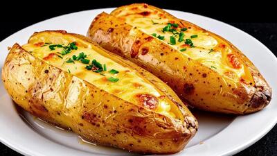 طرز تهیه سیب زمینی شکم پر پنیری خوشمزه تر از گوشت و غذای رستورانی