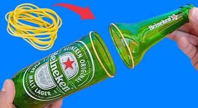 آموزش بریدن بطری شیشه ای با کش ، ساده و سریع