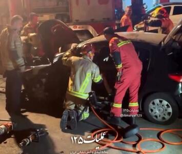  تلاش آتش‌نشانی برای زنده ماندن راننده 207