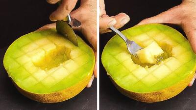 ترفندهای برش و پوست کندن طالبی و هندوانه بدون دخالت دست