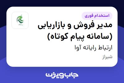 استخدام مدیر فروش و بازاریابی (سامانه پیام کوتاه) در ارتباط رایانه آوا