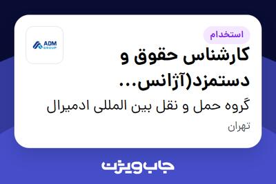 استخدام کارشناس حقوق و دستمزد(آژانس هواپیمایی) - خانم در گروه حمل و نقل بین المللی ادمیرال