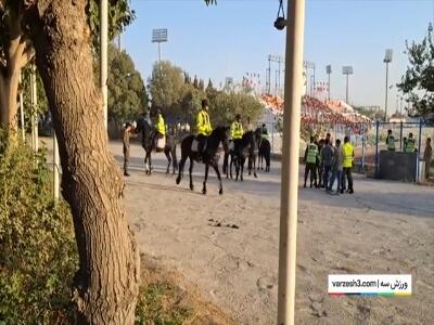 گادر حفاظت ورزشگاه شهرقدس مثل اروپا با اسب!