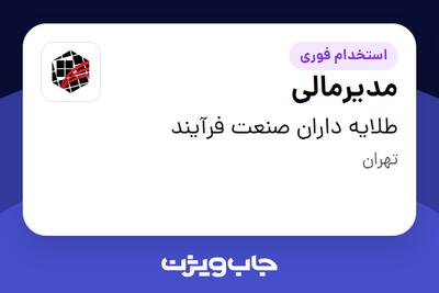  استخدام مدیرمالی در طلایه داران صنعت فرآیند