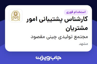 استخدام کارشناس پشتیبانی امور مشتریان در مجتمع تولیدی چینی مقصود