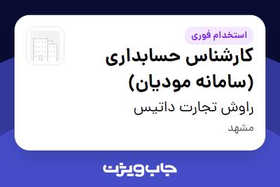 استخدام کارشناس حسابداری (سامانه مودیان) - خانم در راوش تجارت داتیس