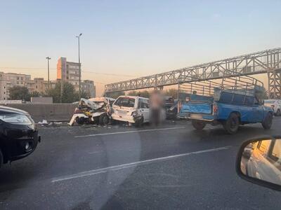 تصادف زنجیره‌ای در اتوبان آزادگان تهران